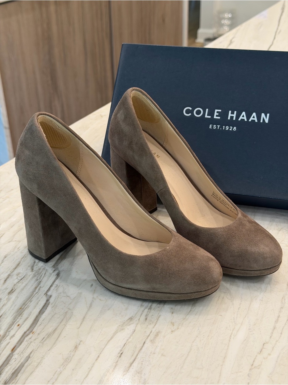 Cole Haan Renner Pumps Heels  in Morel Suede (Cool Gray to Warm Brown) - Size 8